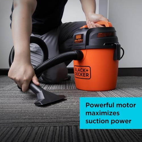 BLACK+DECKER 2.5 Gallon Shop Vac, 3 HP Wet Dry Vacuum with Powerful Suction, Portable for Garage Car and Home Use, Pet Hair Cleaning, Accessories Included, BDXV18134PA - Image 6