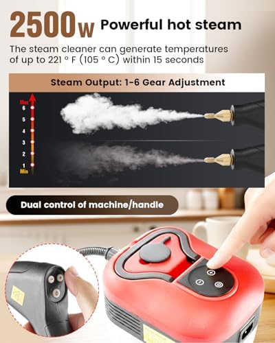 Saker Handheld Steam Cleaner for Home,6-Level Adjustable Steamer for Cleaning,Portable Steam Cleaner,Steamer for Cleaning with 1200ML Water Tank,Suitable for Kitchen,Bathroom - Image 3