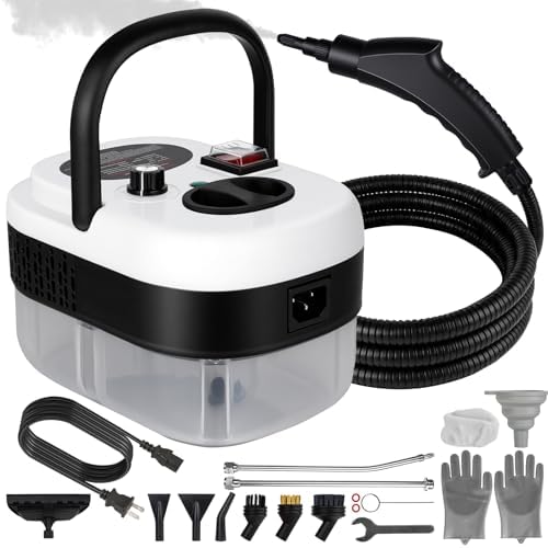 Steam Cleaner Handheld High Pressure, Portable High Power Steam Cleaner, Handheld Steam Cleaner Cleaning Grout With Large Water Tank & 18 Accessories For Car Floor Black by Unknown