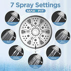 MakeFit Filtered Shower Head - High Pressure Shower Head with Filter for Hard Water Softener - 7 Settings Bathroom Rain Showerhead to Remove Chlorine and Heavy Metals (Chrome) - Image 6