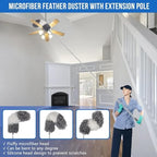 Dusters for Cleaning - 9Pcs Feather Duster Extendable Pole Up to 100'', Microfibre Feather Duster Bendable Washable Long Duster for Cleaning Ceiling Chandelier High Ceiling Furniture - Image 3