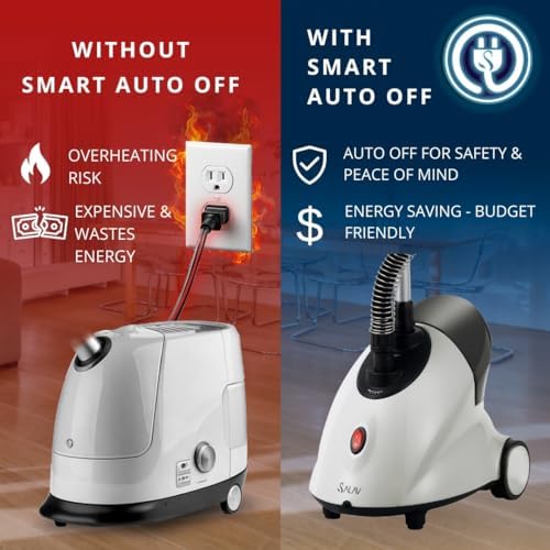 SALAV GS18-DJ Standing Garment Steamer with Smart Auto-Off, Wheels for Easy Movement, 1.8L Water Tank for 1hr Continuous Steaming, Adjustable Pole for Storage, with Descaler Packet, 1500 watts - Image 2
