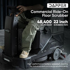Battery Powered Ride-On Commercial Floor Scrubber Machine, 22" Brush, 31.5" Squeegee Width, 19 gal Solution Tank, 20 gal Recovery Tank, 5 hr Use 7 hr Charge, 200 RPM, 48,400 Sqft/H, Batteries Included - Image 4