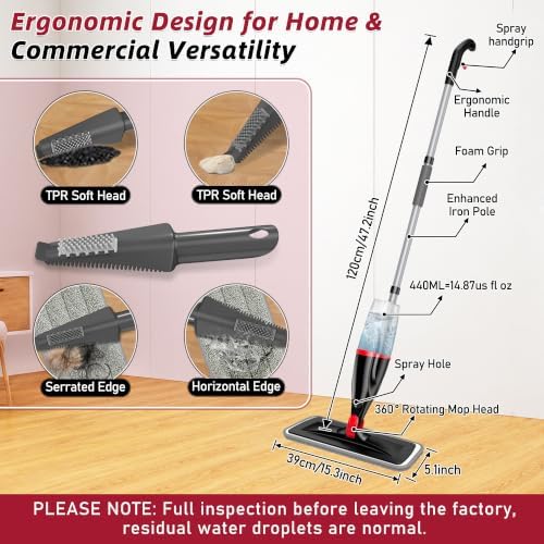 Spray Mops for Floor Cleaning: Hardwood Floor Mop Wet Mop & 3 Washable Pads - Image 5