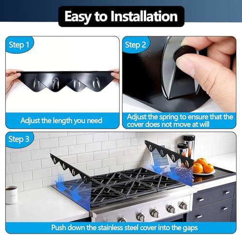 2 Pack 14.9"-29.5" Adjustable Stainless Steel Stove Gap Covers - Image 3