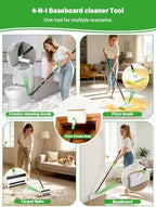 4-in-1 Baseboard Cleaning Tool with 60" Extendable Handle Brush - Image 2