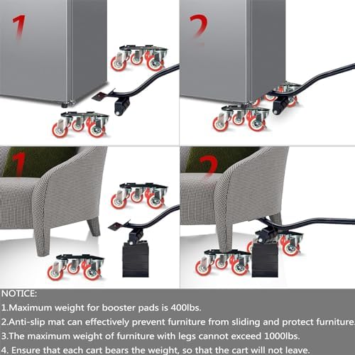 Furniture-Dolly-Furniture-Movers-with-5-Wheels, Furniture Sliders Large Size Carbon Steel Panel Lifter Tool for Moving Heavy Furniture, Furniture Dollies with 2 Brakes, Max Capacity 3335 Ibs - Image 5