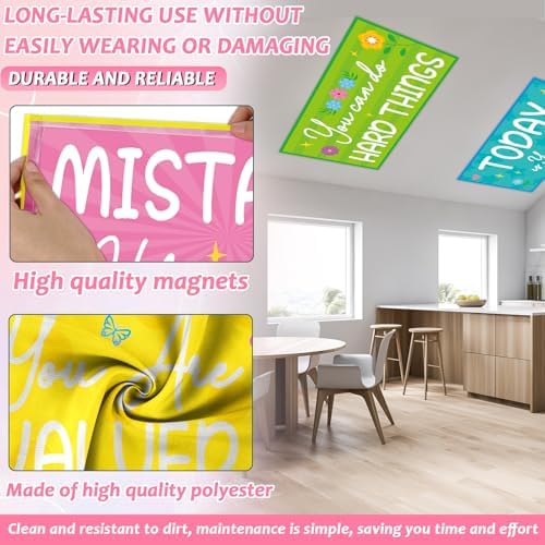 8PCS Fluorescent Light Covers for Classroom Ceiling Light 4x2ft Magnetic Lights Covers Filter Easy Install for Office School Hospitals Ceiling Supply (Flower Motivational) - Image 3