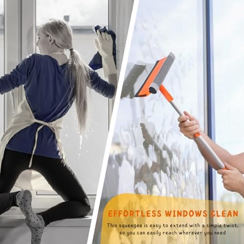 Window Squeegee for Home, Car Windshield Cleaner Tool with Extension Pole 20''-30'', Glass Door and Mirror Washer for Shower Cleaning - Image 6