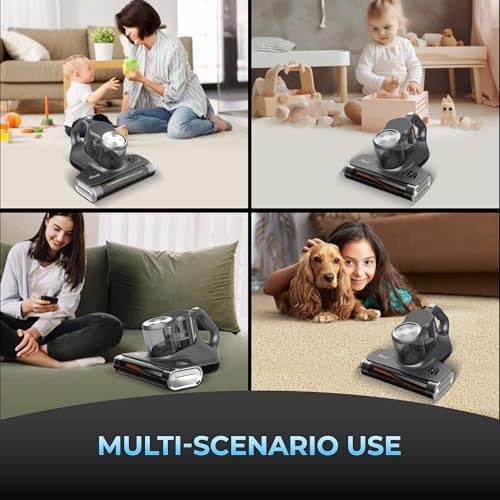 Rosewill Mattress Vacuum Cleaner: 450W 16Kpa Strong Suction, 253.7nm UV-C Light, Ultrasonic & High Heating Tech, Dual Dust Cup, Corded - Metallic Grey - Image 4