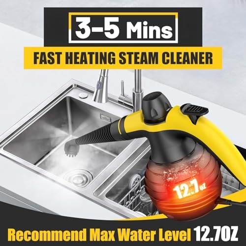 Pressurized Handheld Steam Cleaner with 10pcs Accessories & Safety Lock, Multi-Purpose & Powerful Home Use Steamer for Cleaning, Car, Bathroom, Shower, Upholstery, Grout, Window (Black) - Image 4