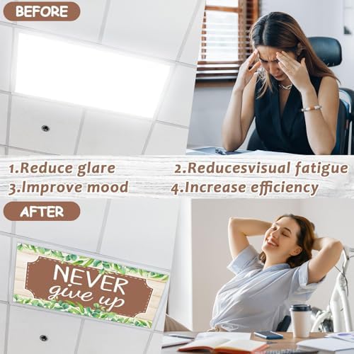 8 Pcs Fluorescent Light Covers with 80 Magnets Decorative for Classroom Ceiling Light 4 x 2 Feet Magnetic Light Covers Filter Easy Install for Office Hospitals & Home Drop Ceiling Supplies (Farmhouse) - Image 3