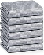 Streak Free Lint Free Microfiber Window Cleaning Cloth,Best Glass Car Shiny Wipes Mirror Shower Cleaning Cloth, Miracle Cloths for Glasses,Stainless Steel,Wine Glass Polishing Towels,Pack of 6,Grey by VPMURUGA