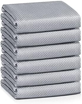 Streak Free Lint Free Microfiber Window Cleaning Cloth,Best Glass Car Shiny Wipes Mirror Shower Cleaning Cloth, Miracle Cloths for Glasses,Stainless Steel,Wine Glass Polishing Towels,Pack of 6,Grey by VPMURUGA