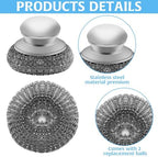 Stainless Steel Wool Scrubber with 2 Replacement Pads - Clean Metal Pans, Pots, Grills & More - Image 2