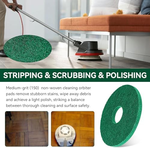 437.056 Cleaning Orbiter Pads for 550Mc Orbiter Hard Floor Machine, 12" Commercial Floor Scrubber Pads Polish Pads -to Daily Heavy-Duty Cleaning and Light Stripping, Non Woven, Greens, 2 PC - Image 3