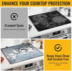 NYZE Stove Top Cover for Electric/Glass Stove, 28x20 Inch Stovetop Cover Flat Top Protector Dish Drying Mat for Kitchen (White Magnolia) - Image 5