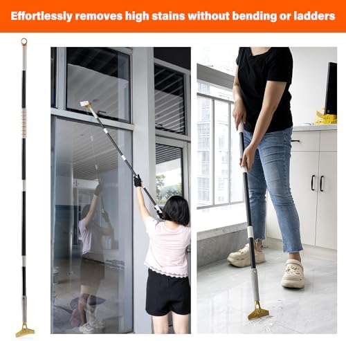 Gomake 4" Wide Razor Blade Scraper Tool with Adjustable 16''-58"(1.3ft -4.8ft) Long Handle, 20PCS Extra Metal Blades, Cleaning Glass Wall Scraper, Painting stripping tools, Tile, Floors, Walls - Image 5