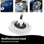 WillingHeart 15° Curved Car Wash Brush with Long Handle 43" Microfiber Cleaning Mop Telescopic Extension Pole for Caravan RV Truck Auto SUV Wheel Boat Exterior 2 in1 Carwash Duster Scratch Free, White - Image 4