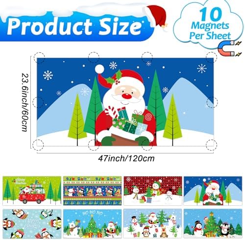 Wiooffen 8Pcs Christmas Fluorescent Light Covers with 80 Magnets Christmas Decoration for Classroom Ceiling Light 4 x 2 Feet Magnetic Lights Covers Filter for Office Hospitals Home Classroom Decor - Image 2