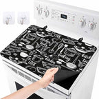 Black Kitchen Tools Stove Top Covers for Electric Stove, Modern Cooking Utensil Induction Cooktop Cover Protector, Farmhouse Cookware Range Mat for Glass Top Stove, Kitchen Dish Drying Mat, 24"x21" - Image 2