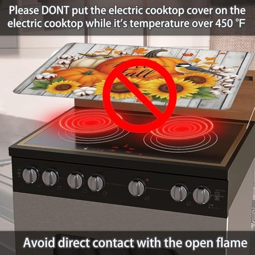 Fall Stove Top Cover for Electric Stove 28" x 20" Autumn Sunflowers Pumpkin Glass Flat Heat-Resistant Top Stove Mat for Kitchen Ceramic Countertop Oven Induction Cooktop - Image 5