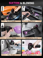 Mini Car Vacuum Portable Cordless with LED Light, 15000PA Powerful Suction, 80W High Power, One-Click Empty, Dual Hepa Filter, Y8plus Car Vacuum Cleaner & Air Duster for Home, Desk, PC, Keyboard - Image 5