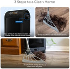 EyeVac Pro & Squeegee Broom Bundle - Touchless Vacuum Automatic Dustpan - Squeegee Multisurface Sweeping - Great for Salon Pet Hair Dirt, Corded Canister Vacuum, Bagless, 1400 Watt (Black w/Broom) - Image 2