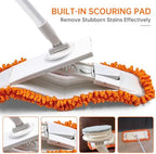 Dust Mop with Washable Microfiber Pad - Dry & Wet Floor Mop Featuring Built-in Scouring Pad for Hardwood, Laminate, Tile, Marble - Image 5