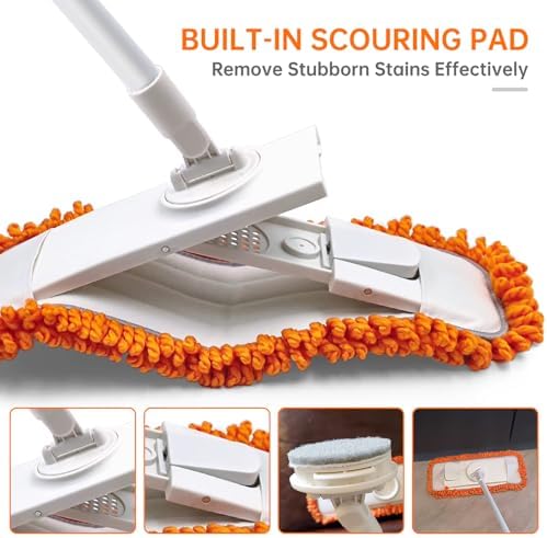 Dust Mop with Washable Microfiber Pad - Dry & Wet Floor Mop Featuring Built-in Scouring Pad for Hardwood, Laminate, Tile, Marble - Image 5
