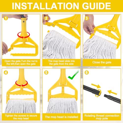 Commercial Mop with 3 Large Replacement Heads,Heavy Duty Industrial Mops - Image 6
