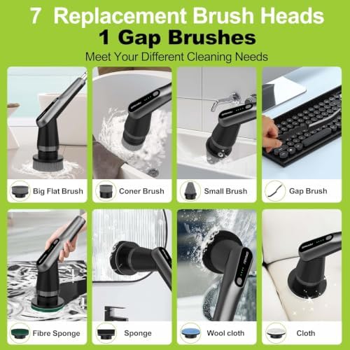 Dreazu Pro Electric Spin Scrubber, 10-in-1 Cleaning Brush with Retractable Handle, 44 lbs High Torque Variable Speed Shower Scrubber for Bathroom, Kitchen, Tile Floors, Bathtub, Toilet & Car - Image 3