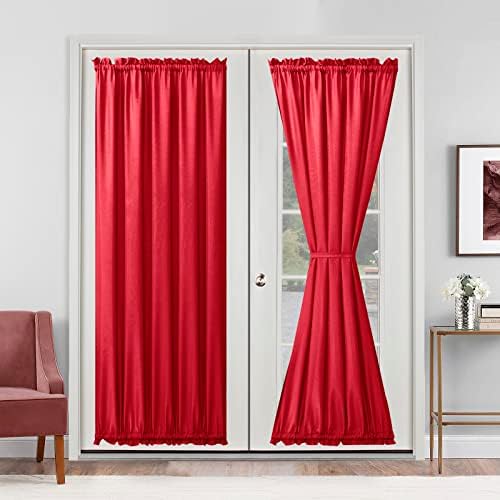 Hiasan French Door Curtains Semi Sheer, Red, 52W x 72L, 1 Panel by Hiasan
