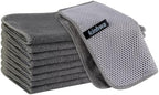 KinHwa Kitchen Dish Washcloths Microfiber Gray with Poly Scour Scrub Side by KinHwa