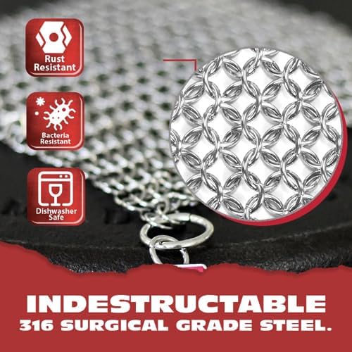Knapp Made CM Scrubber 9" x 6" Small Ring Chainmail Cast Iron Scrubber, Premium Stainless Steel Mesh Cleaner for Pre-Seasoned Pans, Dutch Ovens, Grills and Skillets - Image 5