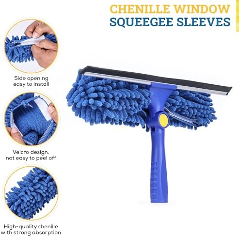 KLEEN HANDLER Professional Window Cleaning Chenille Squeegee Sleeves 5 Pack - Image 4