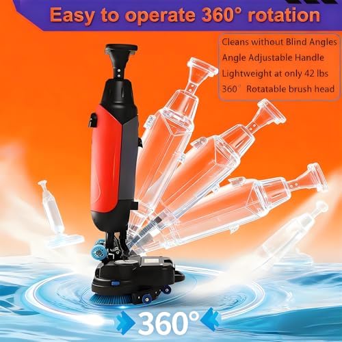Commercial Floor Scrubber and Carpet Extractor, Self-Propelled 18”, 36V/10.5Ah Cordless with 80 Min Run, 1.7Gal Large Waste Tank 116x45x36cm Red - Image 5