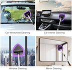 Qydipclin 10pcs Windshield Cleaner Tool, Car Window Cleaning Wash Kit with 4 Reusable Microfiber Pads 1 Spray Bottle and Extendable Handle Auto Glass Wiper Kit, Purple - Image 6