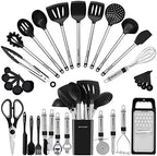 Kitchen Utensil Set-Silicone Cooking Utensils-33 Kitchen Gadgets & Spoons for Nonstick Cookware-Silicone and Stainless Steel Spatula Set-Best Kitchen Tools, Useful Pots and Pans Accessories by BESTZMWK