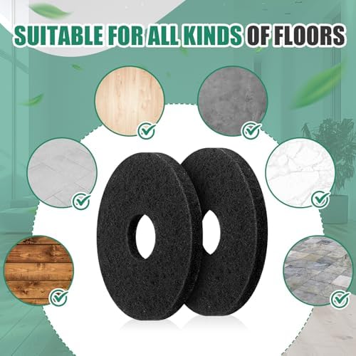 Teenyyou 5 Pcs 12" Cleaning Orbiter Pads Commercial Floor Buffer Pads Hardwood Floor Maintenance Scrubber Polisher Cleaning and Stripping for Orbiter Machine (Black) - Image 6