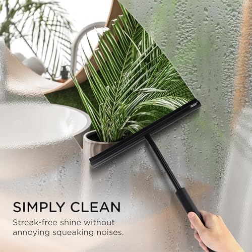 Telescopic Shower Squeegee Black - With Suction Hook & up to 100 cm I Shower squeegee for glass doors Cleaner squiggy for tile and walls Bathroom squeeze for door Long handle sweep & squeegees - Image 6