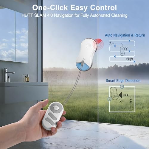 HUTT S55 Pro Window Cleaning Robot, 3D Floating Pads, Up to 6500Pa Suction, HydroJet Pump Spray, SLAM 4.0 Navigation, 80ml Water Tank, 6 x Cloths,Perfect for High-Rise Windows, Tiles and Glass - Image 6