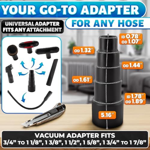 12 Pcs Universal Vacuum Attachments & Brushes Set – Vacuum Cleaner Attachments Universal 2 1/2" 1 1/4" with Soft Bristles – Durable PP, Multi-Purpose for Car, Home, Workshop Cleaning, Extended Reach - Image 4
