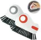 2 in 1 Groove Cleaning Brush, 2025 New Window Track Cleaning Tools, Multifunctional Bristle Crevice Brush with Hidden Scraper for Sliding Door Track Window Seal (Gray+Orange) by LECDOA