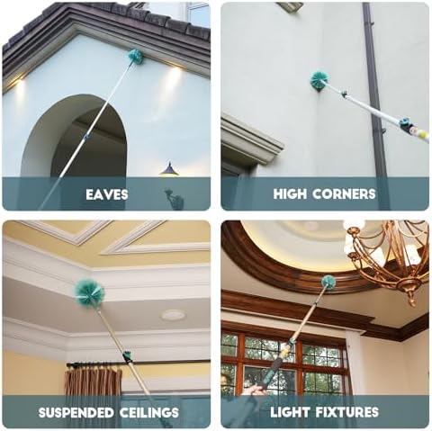 TelesPro 30 Feet High Reach Cobweb Duster with 6-24Ft Extension Pole, Webster Cobweb Duster with 5-Stage Telescopic Aluminum Pole, Spider Web Brush for Outdoor & Indoor Cleaning - Soft Bristles. - Image 5