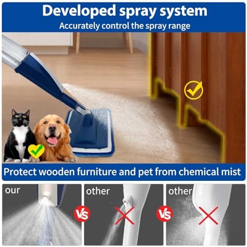 Wet Spray Mop for Floor Cleaning with 14 oz Bottle & 3 Microfiber Pads - Image 2