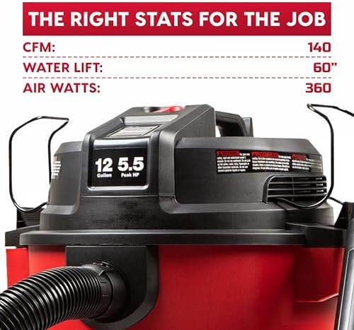 Vacmaster VJH1211PF 1101 12-Gal 5.5 Peak HP Heavy-Duty Wet/Dry Vac Red - Image 3