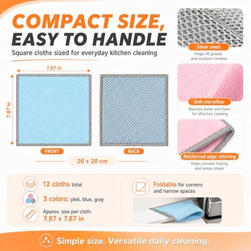 12PK Multipurpose Wire Dishcloth, Double-Side Non Scratch Wire Dishcloth. - Image 3
