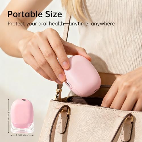 UV Toothbrush Sanitizer Holder, USB Rechargeable Travel Cleaner Cover for Manual & Electric Toothbrushes, Portable Storage Container for Home or Trip, Pink - Image 3