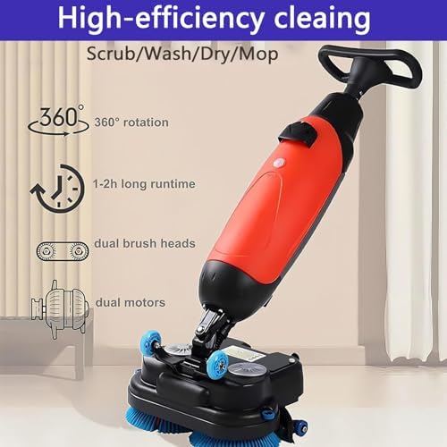 Floor Machine,Walk-Behind Commercial Floor Scrubber,Dual Brush Heads for Cleaning (43cm/16.9in Cleaning Width),Working Efficiency (12000ft²/h),for Restaurants/garages/Gyms White - Image 2